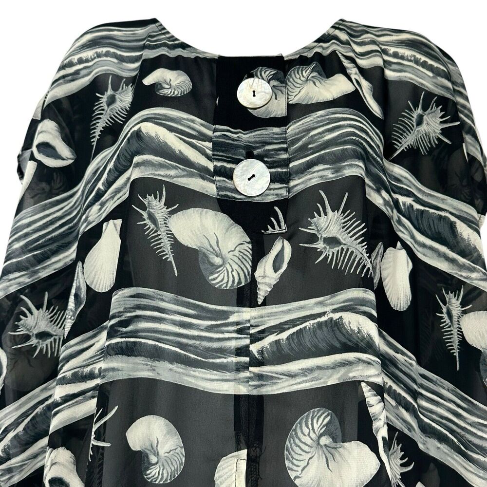 Collezioni Seashell Sheer Open Front Button Blouse - image 2